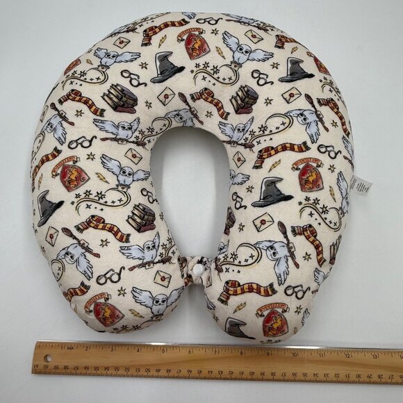 Wizarding World Harry Potter Neck Pillow Travel Airplane Glasses Books Broom Owl - Picture 9 of 9